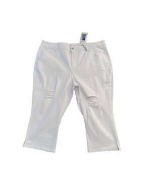 Royalty for me jeans Crop curvy white distressed denim perfect tommy control 22W